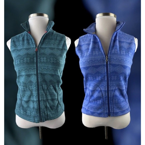 Woolrich Sweaters - Bundle Lot of 2 Woolrich Fleece Sweater Vests Full Zip Women's Small Blue & Teal